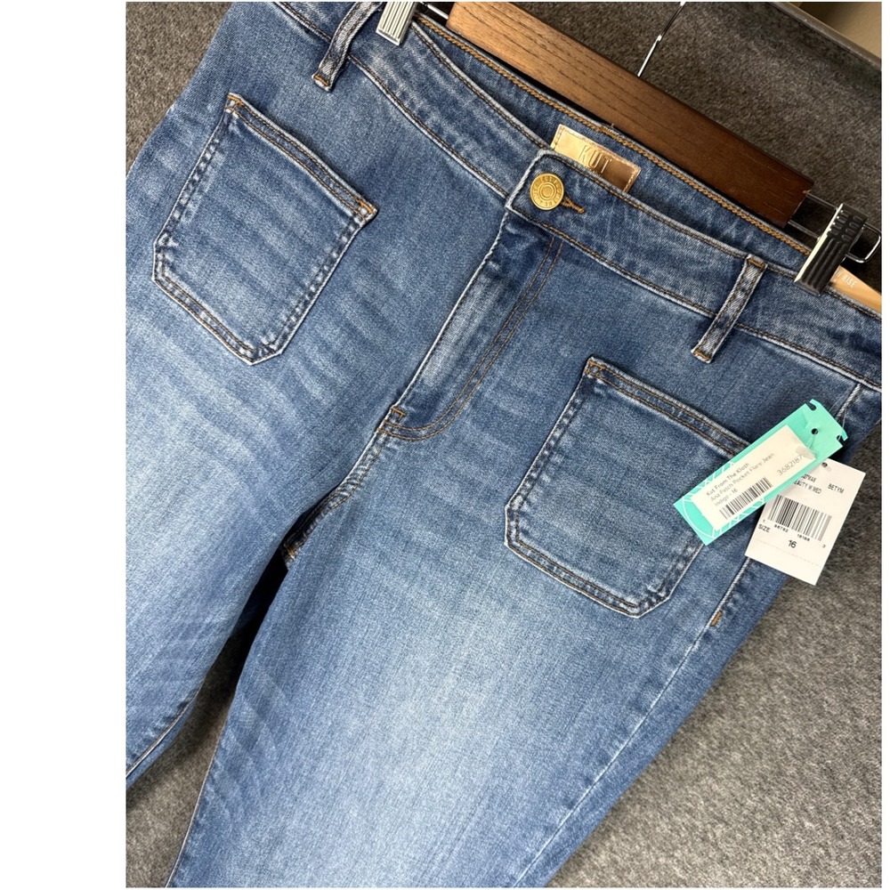 NWT‎ Kut From The Kloth Ana High Rise Flare Jeans Indigo Patch Pocket Size 16